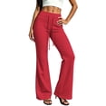 thumbnail image 2 of Sentuca Womens Yoga Sweatpants Soft Drawstring Bootcut Pants High Waisted Fashion Workout Trousers Red M, 2 of 8