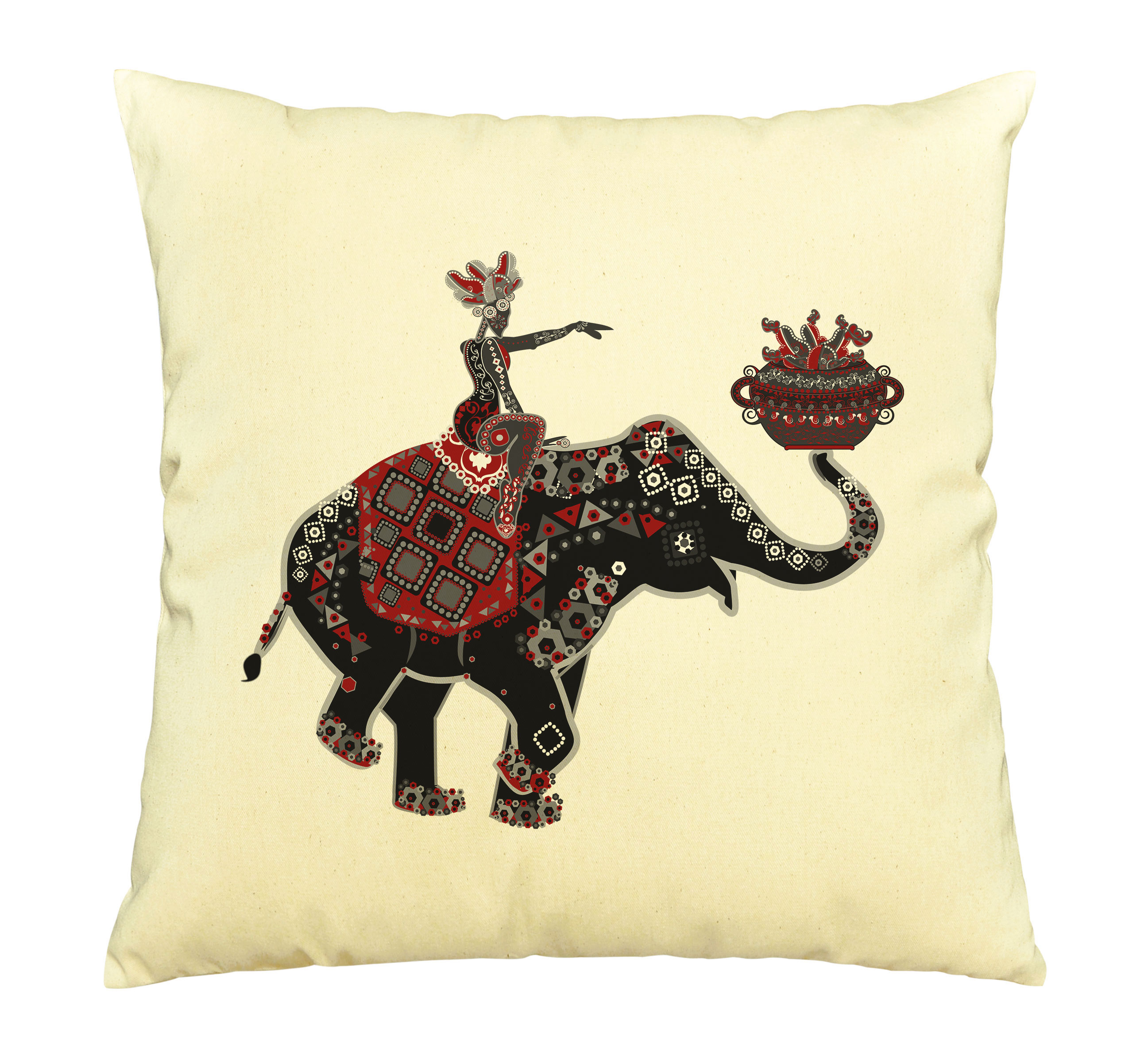 Woman Riding Elephant Printed Pillows Cover Cushion Case VPLC_03