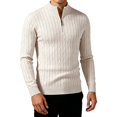 thumbnail image 2 of TOUMENY Men Winter Half Zip Sweater Casual Soft Comfy Knit Pullover Long Sleeve Solid Slim Crew Neck Basic Warm Fall Tops Beige XXXL, 2 of 7