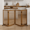 thumbnail image 4 of Smart FENDEE Bamboo Dog Gate Freestanding 4 Panel Pet Gate with 2 Support feet, 33" Tall, Walnut, 4 of 8