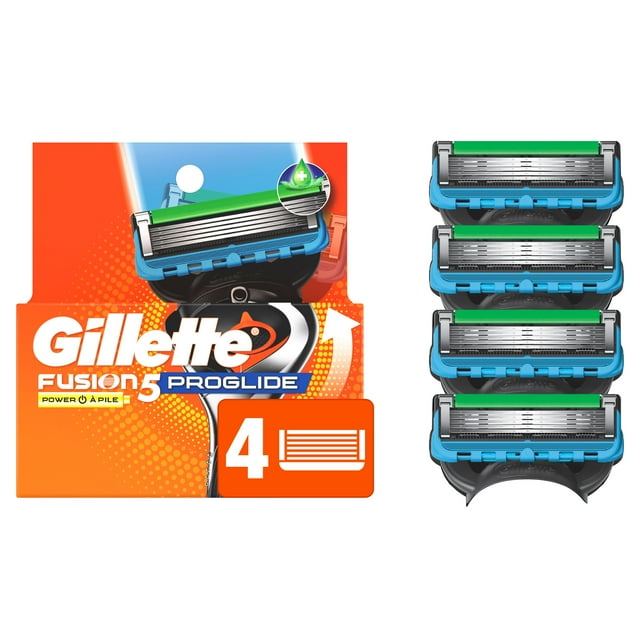 Gillette Fusion5 ProGlide Power Razor Refills for Men, 4 Razor Cartridges for FlexBall Handle, 5-Blade Razor Blades, Precision Trimmer for Men