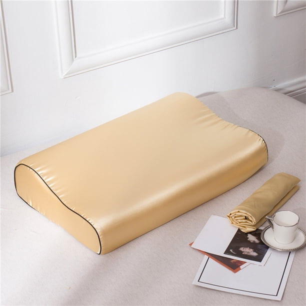 Fundas de Almohada para Cuello, Seda Satén, Suave y Transpirable, Cierre con Cremallera, Camello