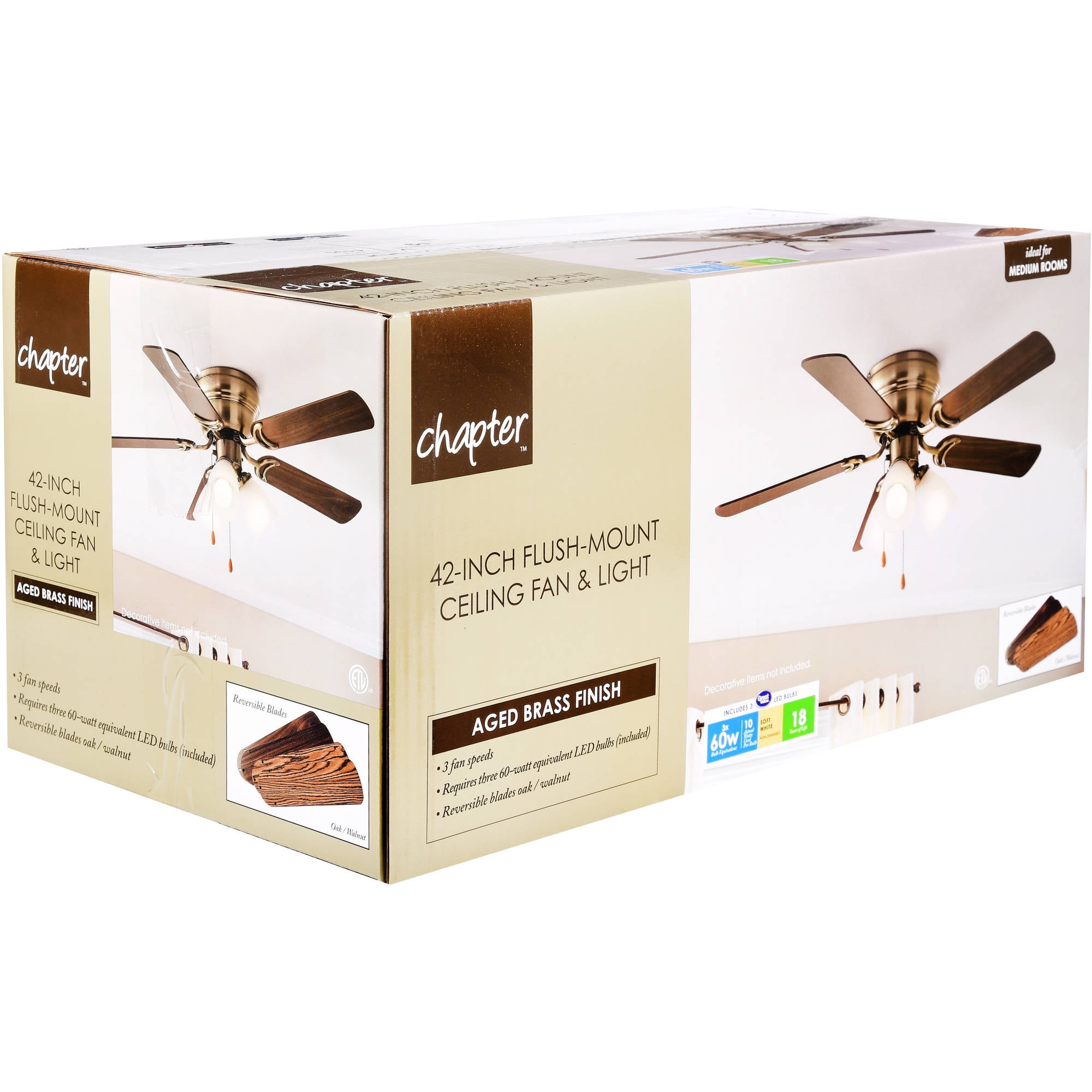 42 Chapter Ceiling Fan 3 Light Hugger Walmart Com