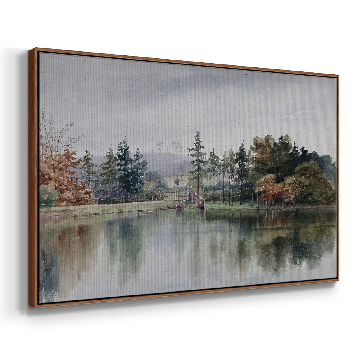 Vintage Landscape-XXI By Wexford Home Framed in Walnut Wood Gallery Wrapped Canvas 27 in. x 41 in.