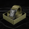 thumbnail image 4 of TEAJOPSUU Men's Lightweight-Duty Nylon Belt with Quick Release Plastic Buckle- Adjustable Utility Belt for Outdoor Work Hiking Cargo Pants Trim to Fit Olive Green, 4 of 6