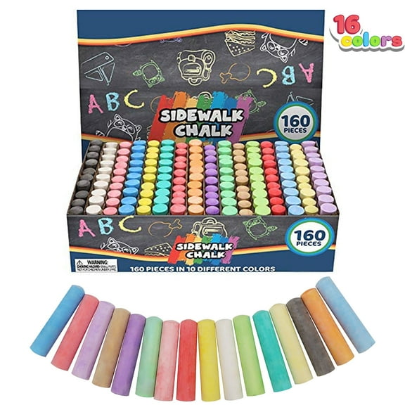 Joyfy 160PCS Washable Sidewalk Chalks for Kids, Non-Toxic Jumbo Chalk for Outdoor Art Play, Painting on Chalkboard, Blackboard and Playground