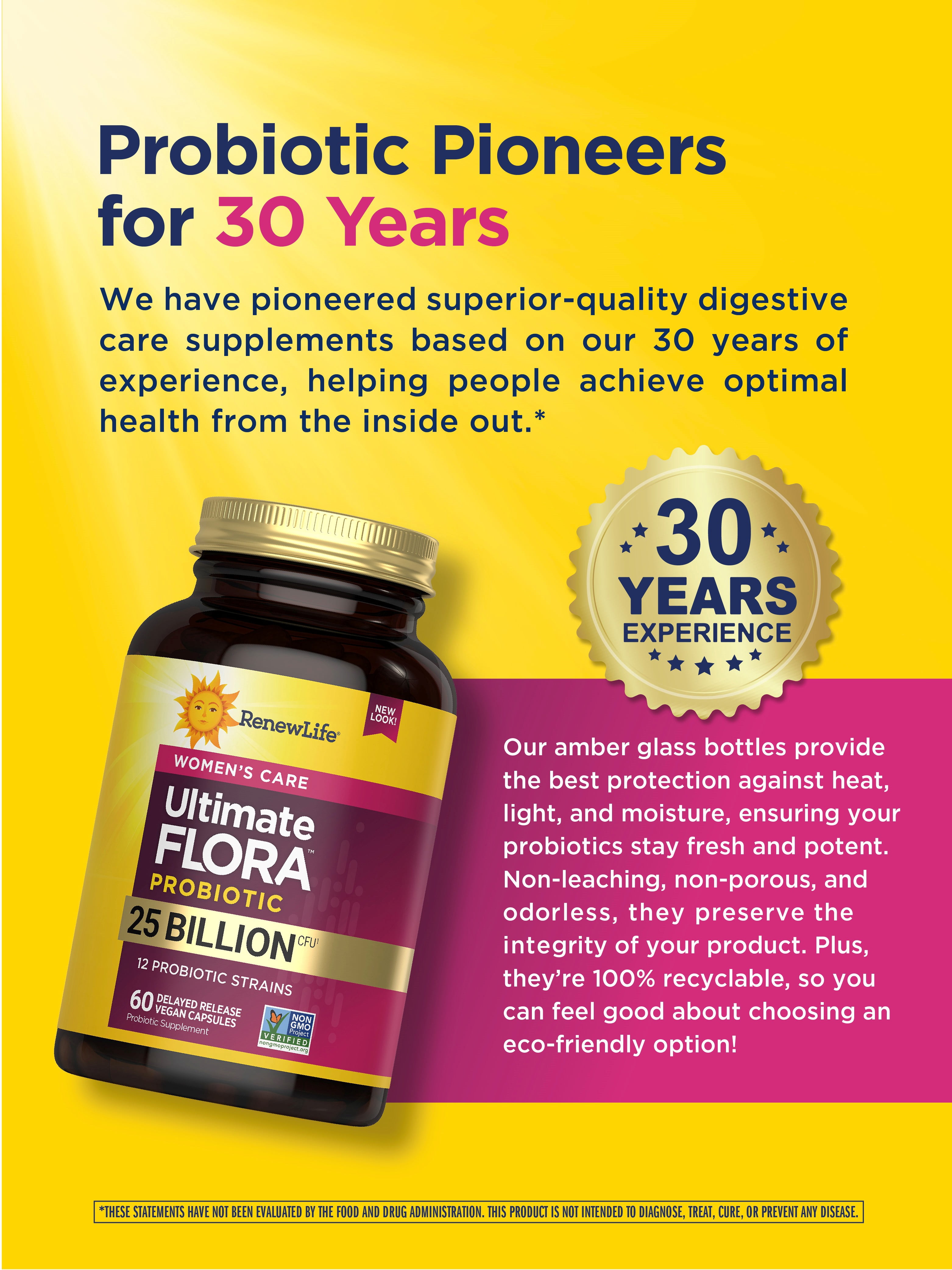 Ultimate Flora Probiotic Supplement | 60 Vegan Capsules | 25 Billion CFU | by Renew Life