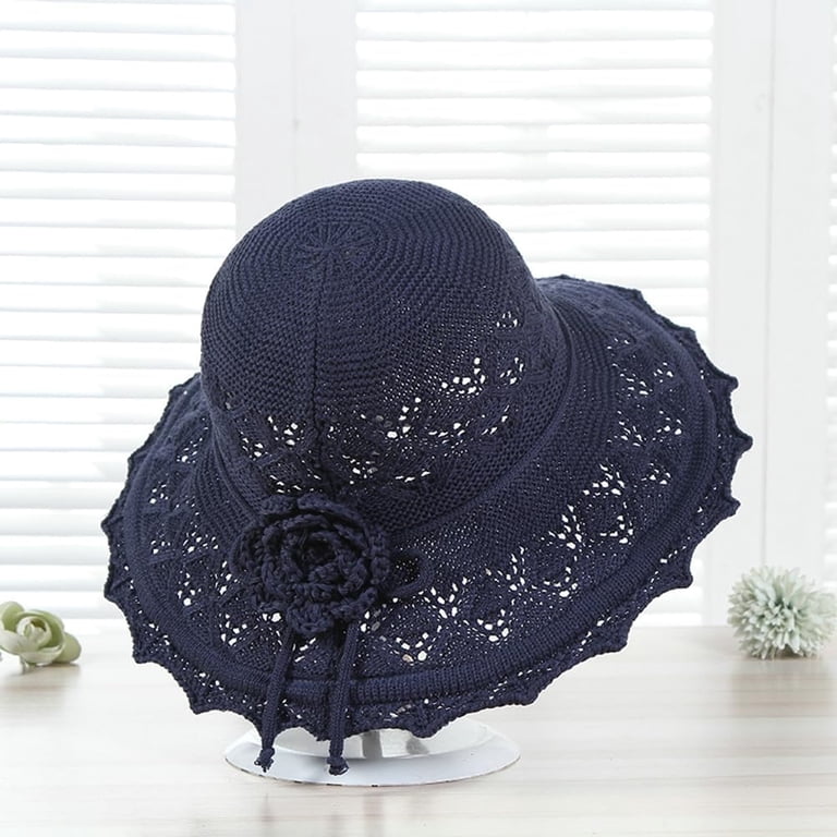 Women\'s Ruffled Flowers Summer Beach Hat Wide Brim Knitted Sun Hats Foldable Cap Organza Sunhats For Women Wide Brim Mesh Flower Hat... From  main image 3