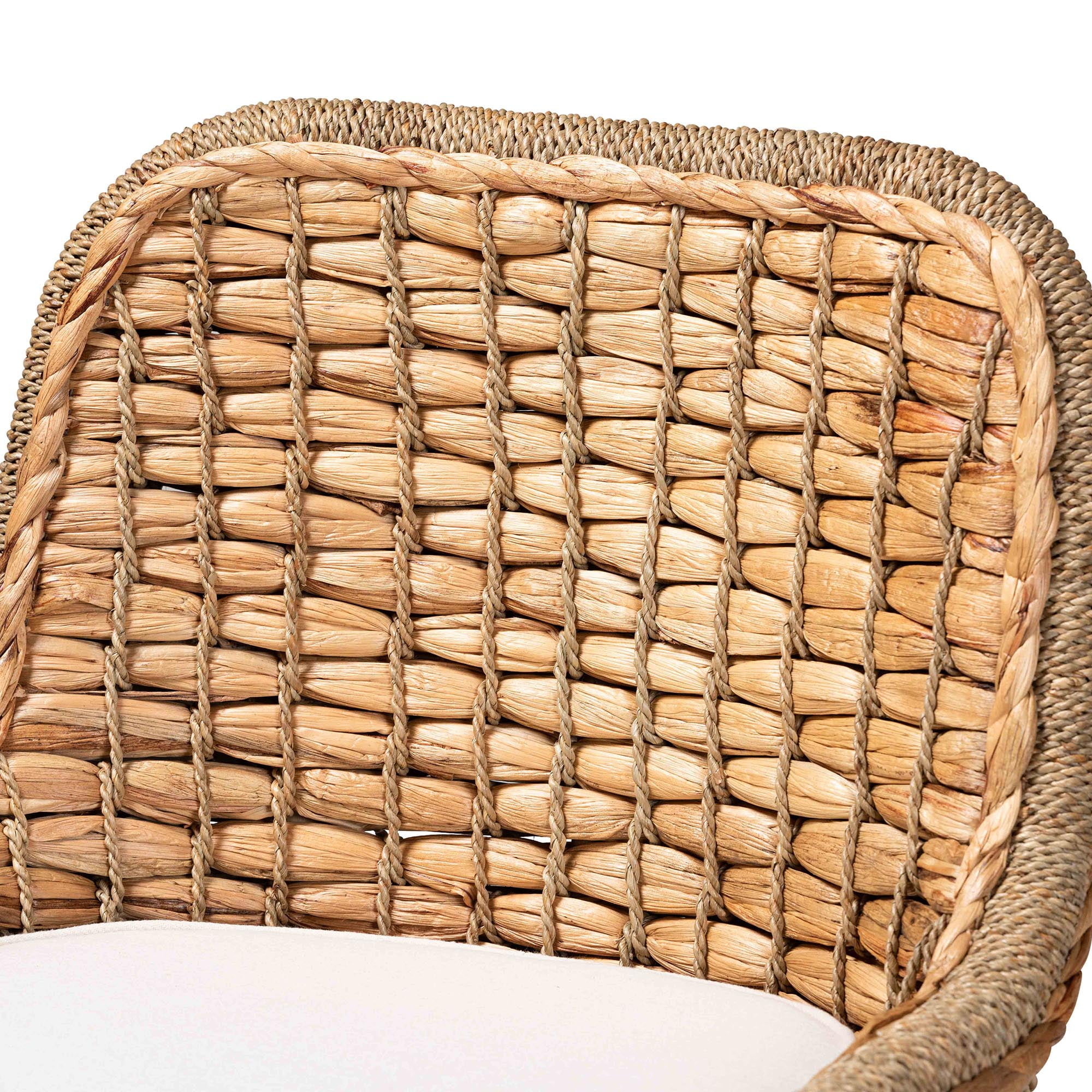 bali & pari Kyle Rattan, Mahogany wood and Seagrass BOHO Counter Stool, Natural Brown
