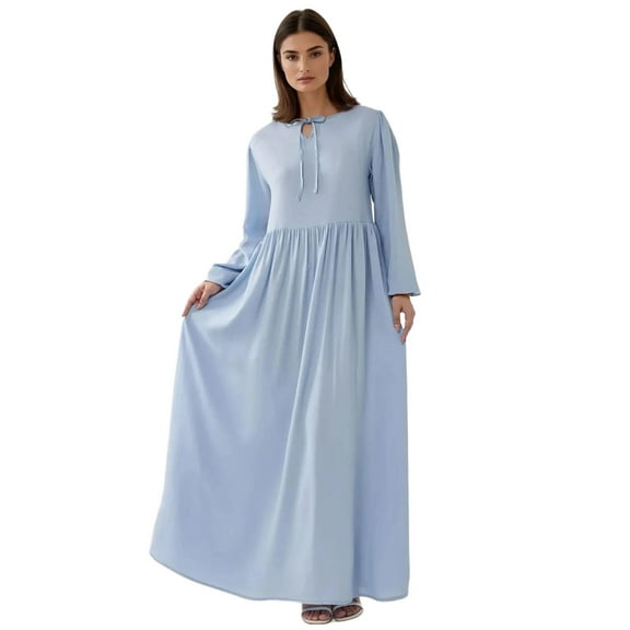 Maxi Dress with A-Form Fit and Crew Neck