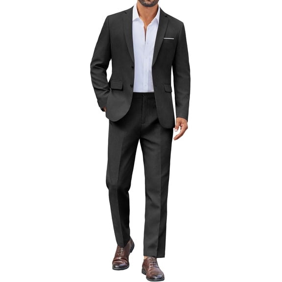 COOFANDY Men's 2 Piece Suit Slim Fit Suits for Men Two Button Blazer Formal Business Jacket Suit for Wedding Prom Dinner