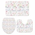 thumbnail image 2 of Spring Flowers Bathroom Rugs Set Watercolor Blue Dragonfly Pink Floral Leaf Non Slip Absorbent Soft Bath Mats 3 Piece Set with Bathroom Rug, U-Shaped Floor Mat, Toilet Seat Cover Small Size, 2 of 9