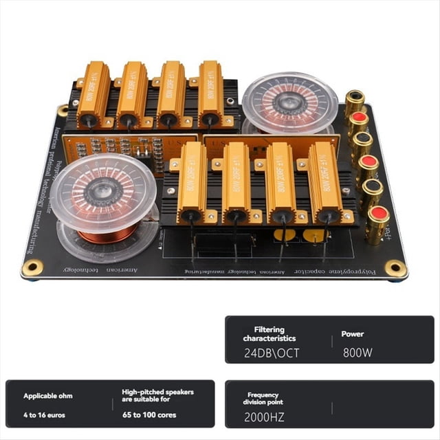 High-Pressure Dual Tweeter Crossover 2 Way 800W Speaker Frequency Divider Filter Audio Hi-Fi High Crossover Board 2000Hz