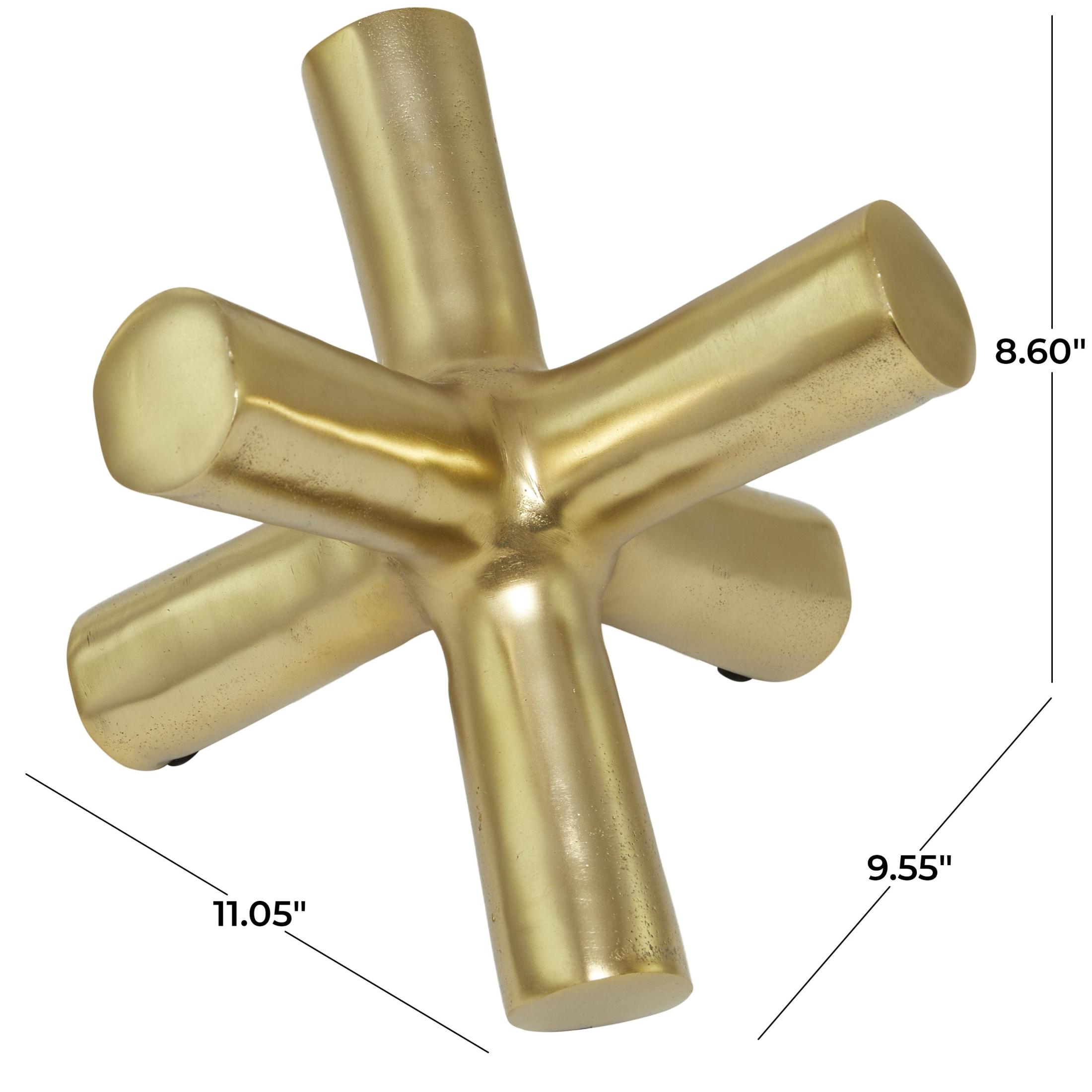 10" x 9" Gold Aluminum Metal Jack Abstract Sculpture, by DecMode