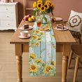 thumbnail image 2 of Sunflower Table Runner 90 Inches, Summer Eucalyptus Botanical Floral Teal Wood Bed Runner Dresser Scarves Tabletop for Indoor Outdoor Parties/Ceremony/Banquet, 13" x 90", 2 of 9