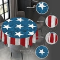 thumbnail image 5 of Patriotic July 4th Independence Day Memorial Day Wooden American Flag Waterproof Picnic Patio Party Round Table Cloth Cover Decorations Fabric 60 Inch Circular Tablecloth for 20-47 Inch, 5 of 6