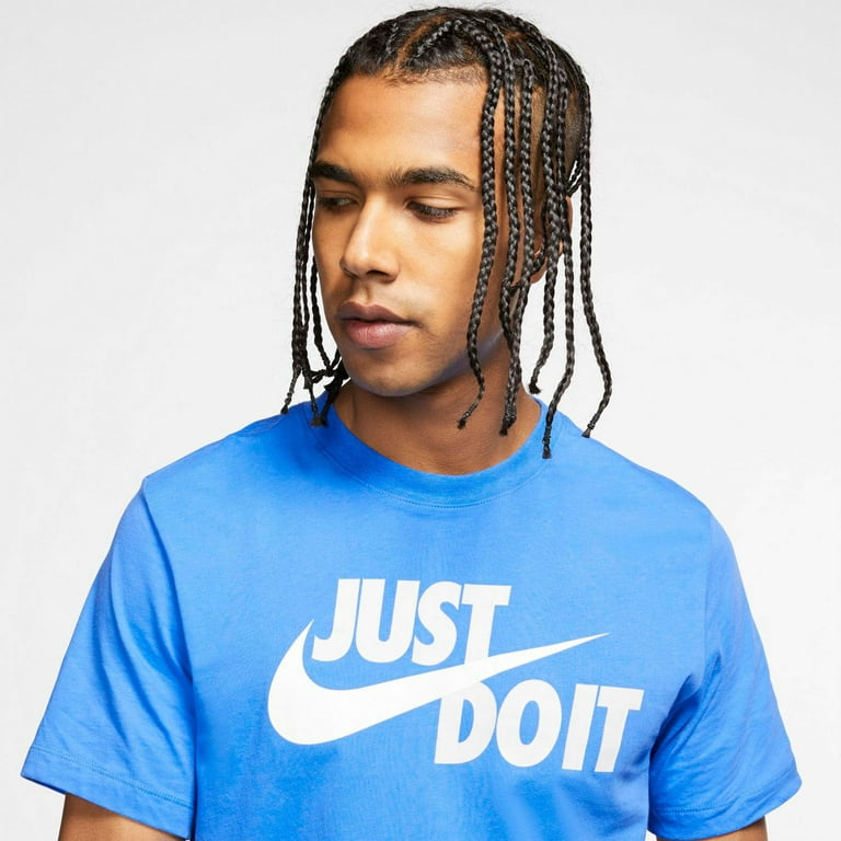 Nike Men s Sportswear Just Do It Swoosh Graphic T Shirt AR5006 011 Black White Walmart