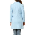 thumbnail image 4 of INSPIRE CHIC Women's Notched Lapel Double Breasted Winter Long Trenchcoat M Light Blue, 4 of 8