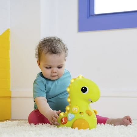 Bright Starts Go, Go, Dino Crawl & Count Activity Toy for Infants - Rolls, Lights up and Plays Music, Unisex, Ages 6 Months+