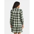thumbnail image 3 of Time and Tru Women's Plaid Mini Dress with Long Sleeves, Sizes XS-XXXL, 3 of 5