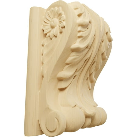 

Ekena Millwork 4 1/4 W X 2 1/2 D X 5 1/2 H Medium Acanthus Block W/ Backplate Wood Corbel Alder