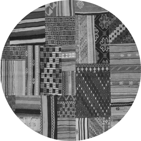 Ahgly Company Indoor Round Patchwork Gray Transitional Area Rugs, 4' Round