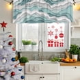thumbnail image 5 of Teal Ombre Curtain Valances for Windows, Kitchen Valance Window Treatments Panel 2 Pack, Modern Geometric Moire Abstract Art Rod Pocket Short Curtains for Bathroom Bedroom 42 x 12 Inch, 5 of 8
