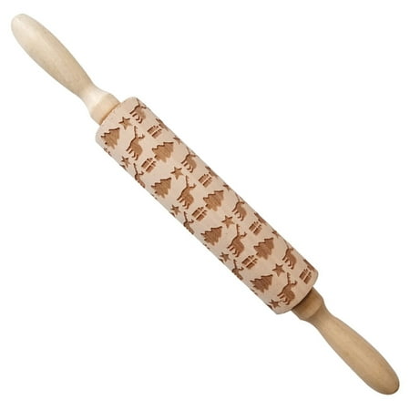 

Christmas Wooden Rolling Pin 3d Embossed Wooden Rolling Pin Engraved With Christmas Motifs Used For Baking Embossed Biscuits