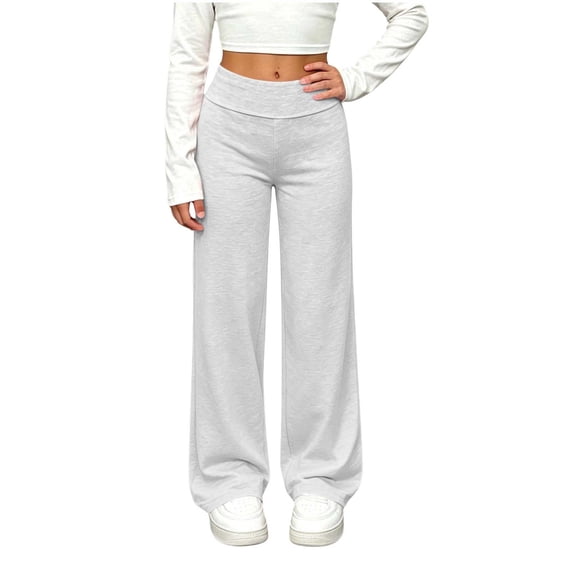 ShomPort Kids Girls Sweatpants Fold over Waist Lightweight Comfy Stretchy Lounge Pants Yoga Dancewear 5-15 Years