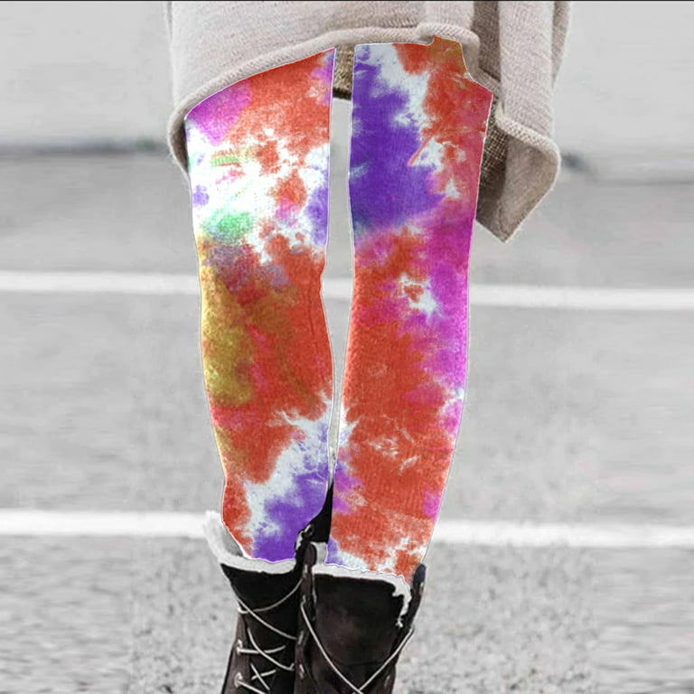 JDEFEG Soft Leggings For Women Women Autumn And Winter Colorful Tie Dye  Waist Leggings Business Casual Pants For Women Plus Polyester Q M 