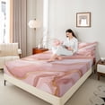 thumbnail image 4 of Castle Fairy Kids Teens Female Gradient Marble Stone Pattern Twin Sheet Sets 3pcs,Mountain Fluid Gold Metallic Twin Fitted Sheet Microfiber,Ombre Marbling Watercolor Breathable Flat Sheet, 4 of 7