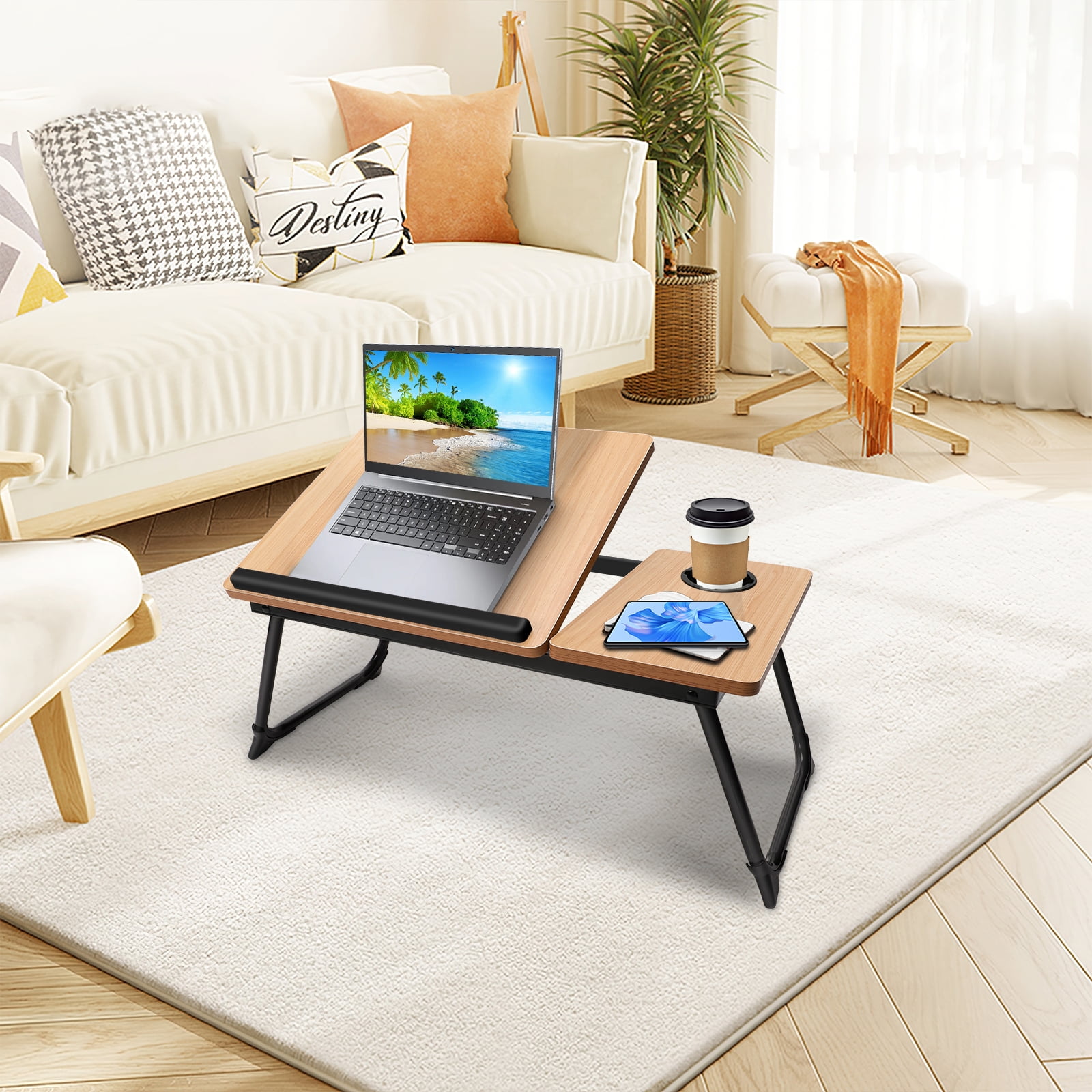Laptop Bed Tray Table, WLRETMCI Adjustable Foldable Lap Desk for Bed and Sofa, Laptop Desk Notebook Stand for Eating Breakfast, Reading Book