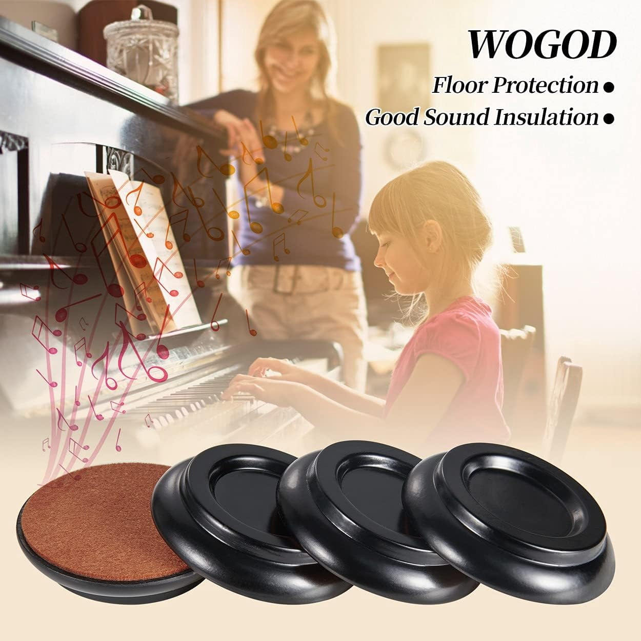 Piano Caster Cups Leg Floor Protectors Upright Piano Caster Cups Felt Bottom Leg Pads for Wood Floor Furniture …