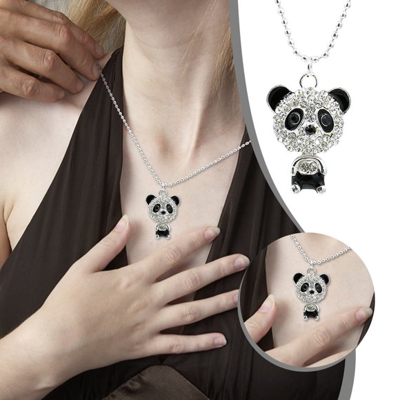 HomeKingdee Ladies Fashion Cute Bear Shiny Zircon Personality Copper Necklace - Panda Pendant for Women Girls Gift for Various Occasions