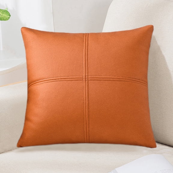 Faux Leather Texture Cross Patchwork Cushion Cover, Waterproof Decorative Pillow Case, Stylish Pillow Cover for Sofa Living Room Bedroom Furniture