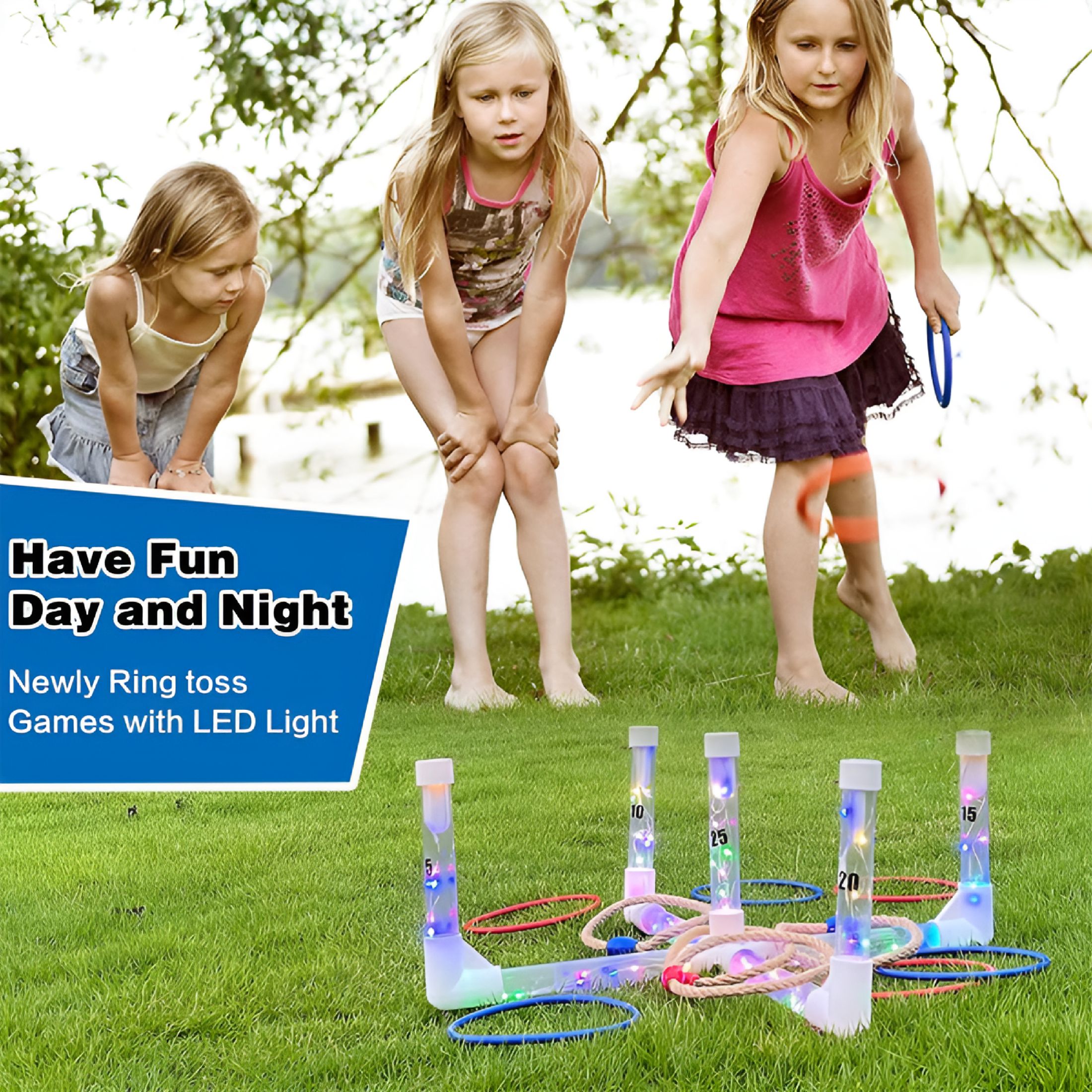 BESTSKY 2026 New Education Games for Kids with Led Lights Outdoor Yard Game for Adults&Family Easy to Set Up W/ Compact Carry