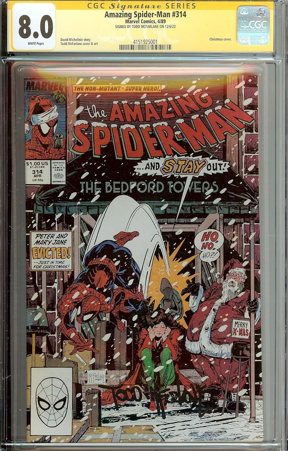 💥 Amazing Spider-Man #314 💥 Signed  CGC 8.0 Christmas