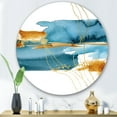 thumbnail image 2 of Designart 'Golden Laminaria Branch With Blue Underwater Plant' Modern Circle Metal Wall Art 36x36 - Disc of 36, 2 of 5