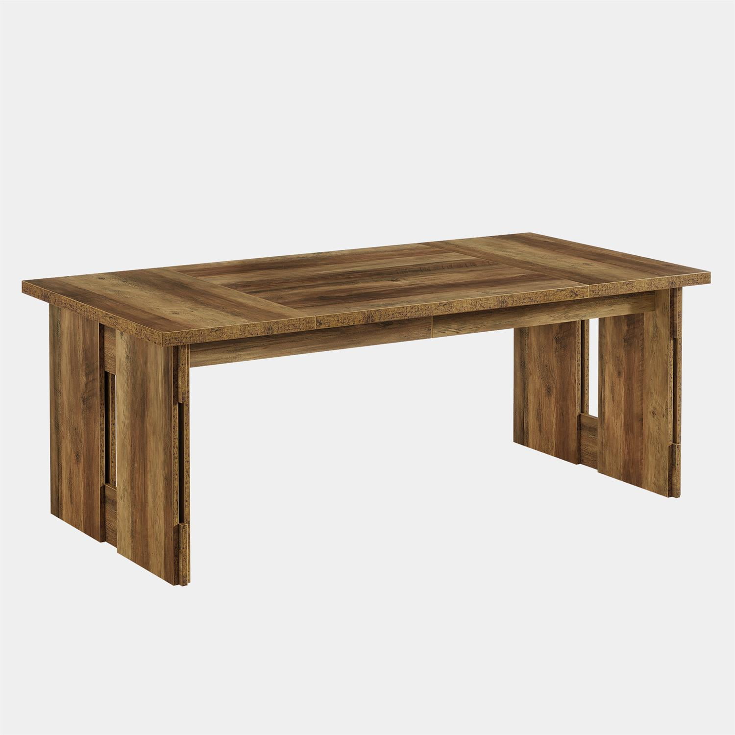Demi Bonn 62" Rustic Wooden Dining Table for Home & Family Gatherings, Sturdy & Spacious, Extendable Size, Brown