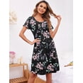 thumbnail image 3 of Ekouaer Women's Button Down Nightgown V Neck Casual Sleepdress Short Sleeve Home Wear Soft Comfy Nightshirt, 3 of 6