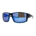 thumbnail image 2 of Mens Color Mirror Rectangle Wrap Plastic Sport Sunglasses Black Blue Tort Blue Mirror, 2 of 4