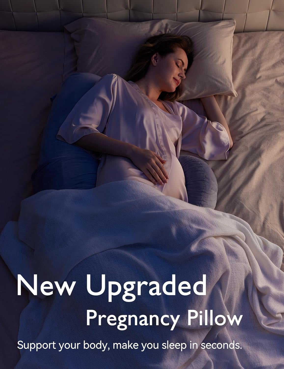 Original F Shaped Maternity Pillow for Pregnant Women with Adjustable Wedge Pillow, Full Body Support Pregnancy Pillows for Side Sleeping with Velvet Cover, Grey