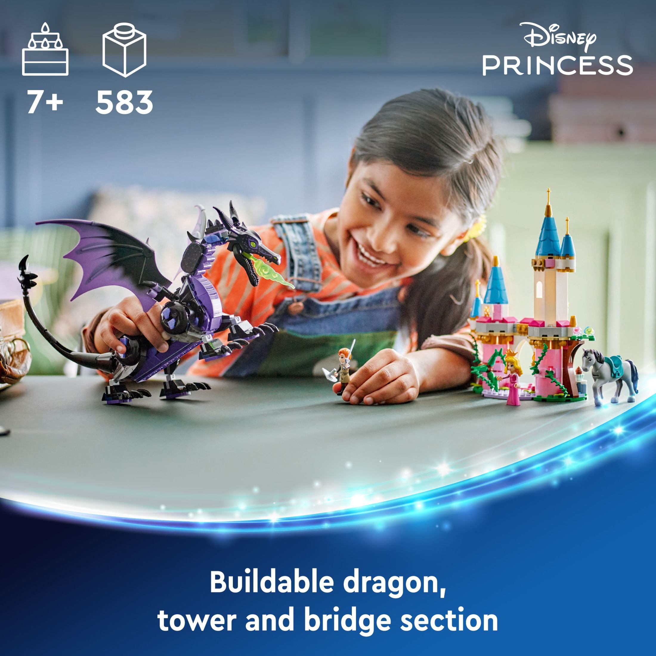 LEGO Maleficent’s Dragon Form and Aurora's Castle Building Set for Kids, 43240