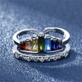 thumbnail image 4 of Womens Crown Ring Adjustable Copper Index Finger Ring With Gem Inlay Wedding Birthday Travel Gift Gold Jewelry, 4 of 5