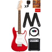 Fender Squier 3/4-Size Kids Mini Stratocaster Electric Guitar - Dakota Red Learn-to-Play Bundle with Amplifier, Cable, Tuner, Strap, Picks, Fender Play Online Lessons, and Instructional DVD