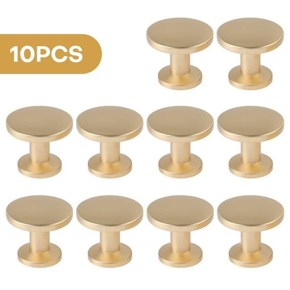10 Pack Gold Cabinet Knobs Brushed Brass Dresser Drawer Handles Zinc Alloy Door Round Pulls Closet Door Hardware