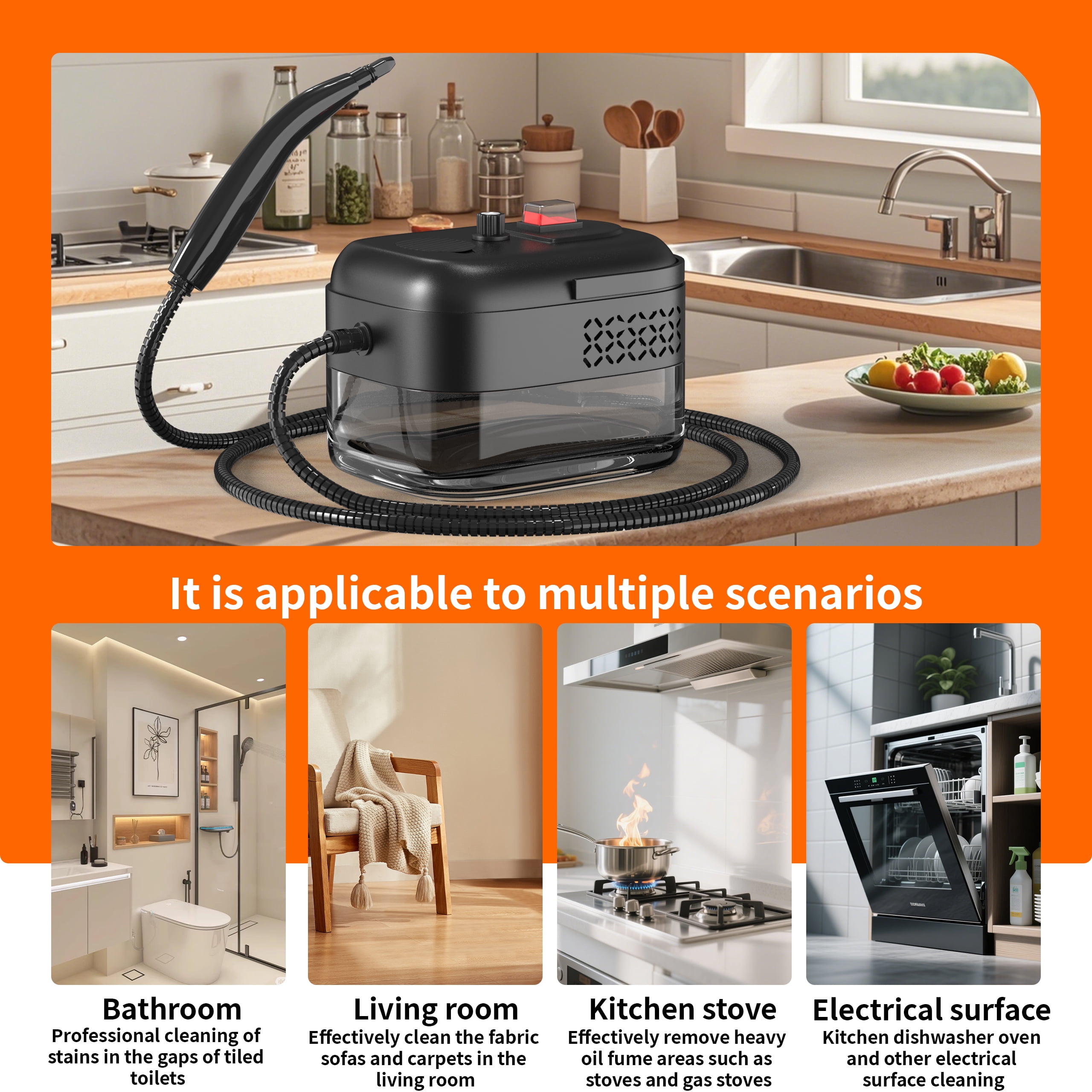 GAKOZ Steam Cleaner High Pressure Handheld Steamer for Cleaning Portable Steam Cleaner for Home Use High-Temperature Steamer Cleaner for Car Detailing, Kitchen, Bathroom, Grout and Tile