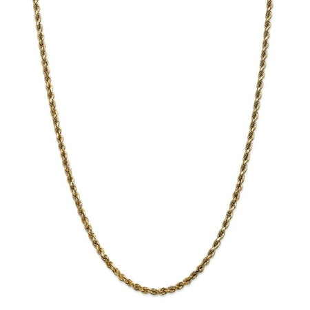 - Solid 14k Yellow Gold Big Heavy 3.5mm Diamond-Cut Rope with Lobster Clasp Chain Necklace 16