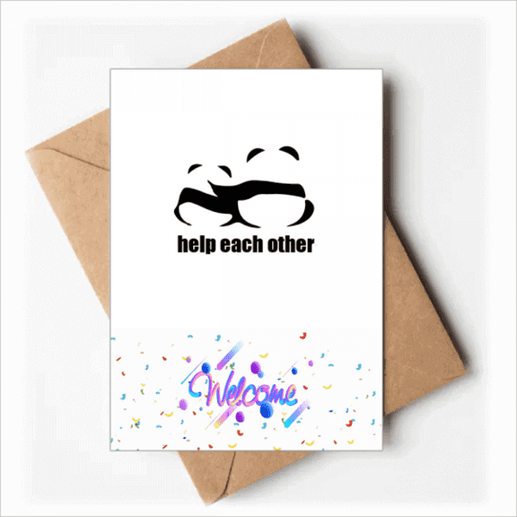 Cuddling Pandas Helping Each Other Welcome Back Greeting Cards Envelopes Blank