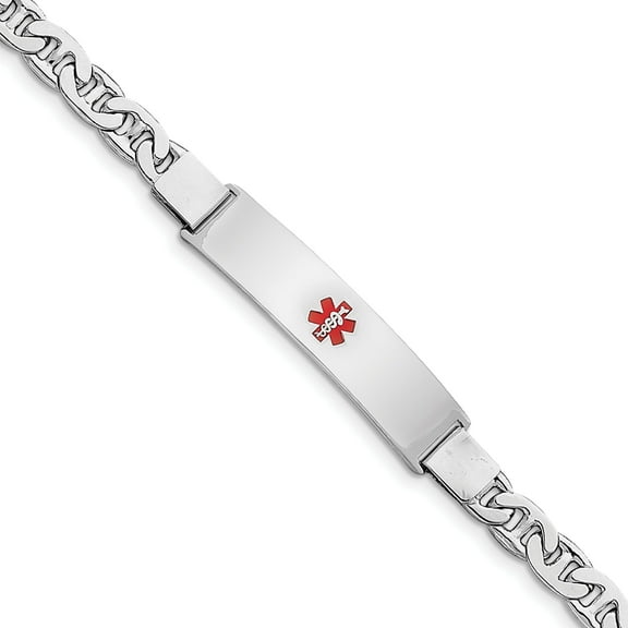 Sterling Silver Anchor Medical ID Bracelet 7"